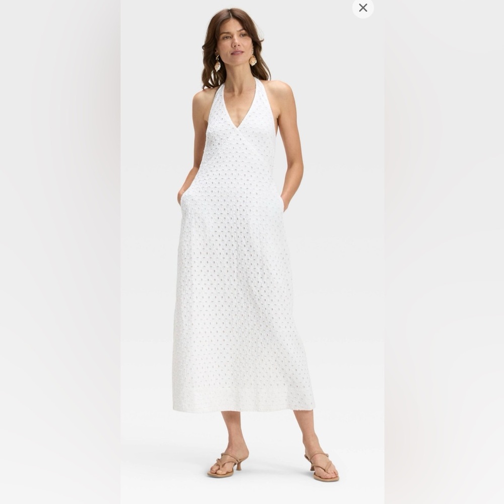 A New Day White Eyelet Halter Dress